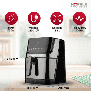 Hafele Noil Digital Air Fryer | 6.3 L Capacity | 1700W  | Black