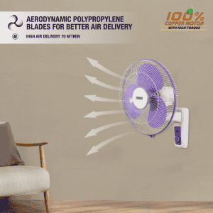 Usha Maxx Air High Speed Wall Fan | 400MM | Purple and White