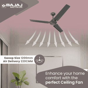 Bajaj Classico Pro Ceiling Fan | 1200 mm | Coal Mine Grey
