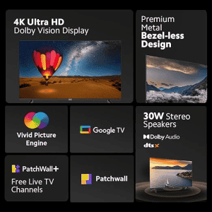 Xiaomi LED Smart Google TV | 108 cm (43 inch) | Ultra HD 4K | Dolby Vision
