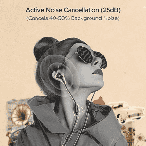 boAt Bassheads Wired Headset  | 122 ANC | Active Noise Cancellation | Type-c Interface | 13mm Drivers | Black