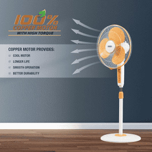 USHA Maxx Air High Speed Pedestal Fan | 400MM | Orange & White
