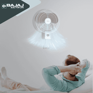 Bajaj Robusto Oscillating Wall Fan | 400mm | High Air Delivery | Modern Décor | Lavender & White