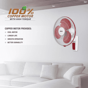 USHA Maxx Air High Speed Wall Fan | 400MM | Red White