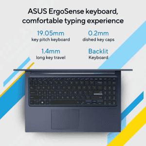 ASUS Vivobook 15 |  Intel Core i3 | 8 GB | 512 GB | 15.6 Inch | Backlit Keyboard | Quiet Blue | X1504ZA-NJ321WS