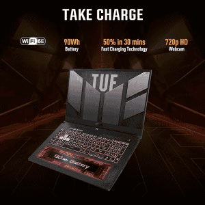 ASUS TUF  A15 Gaming laptop | AMD Ryzen 9 Octa Core 8945H |NVIDIA GeForce RTX 4070 | 16 GB |1 TB SSD | 15.6 Inch | Mecha Gray | FA507UI-LP066WS