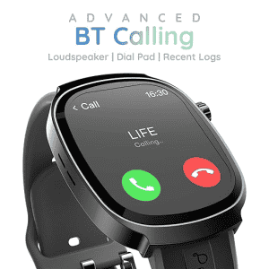Pebble Axis BT Calling Smartwatch | 1.96 Inch | Amoled Display | Jet Black | PFB403