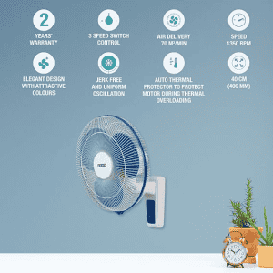 USHA Maxx Air 400MM | High Speed Wall Fan | Blue White