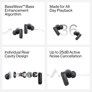 OnePlus Nord Buds 2 | 25dB ANC | 12.4 mm | Dynamic Titanium Drivers | Lightening White