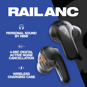 Skullcandy Rail Wireless Earbuds | ANC | 27 Hr Battery | True Black