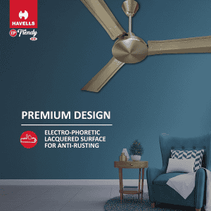 HAVELLS EP Trendy Ceiling Fan | 1200 mm | 3 Blade | 1 Star | Antique Brass