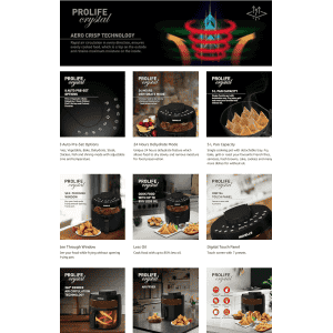 Havells Air Fryer Prolife Crystal | 5 L | Auto Restart | Touch Screen