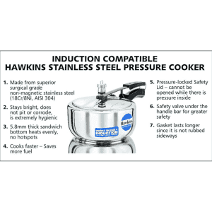 Hawkins Wide 3 L Inner Lid Induction Bottom Pressure Cooker | Stainless Steel | Silver | HSS3W
