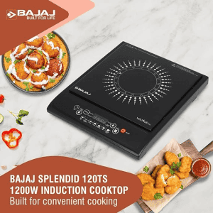 Bajaj Splendid 120TS Induction Cooktop With Tact Switch Stove | 1200 Watts | Digital Led Display  | Black & White