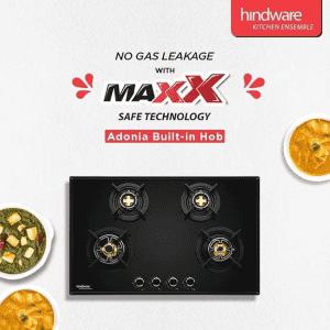 Hindware ADONIA 4B Built in Glass Glass Automatic Hob | 80CM | Flame Failure Device