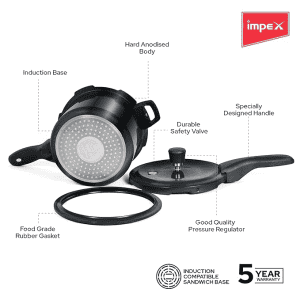 Impex HA Smart D5 Hard Anodized Dripless Aluminium Pressure Cooker | 4.5 L