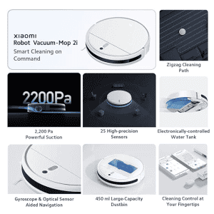 MI Xiaomi Robot Vacuum-Mop 2i 2200 Pa Powerful Suction 450 mL | Electronically Controlled  | 270 mL Water Tank  | remotely via app Alexa GA Enabled | White