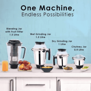 WONDERCHEF Galaxy Juicer Mixer Grinder | Food Processor | 750 W | 4 Jars | Black
