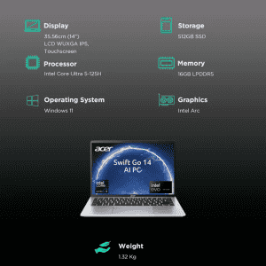 Acer Swift Go 14 Laptop | Intel Core Ultra 5 125H | Silver | NX.KR0SI.001