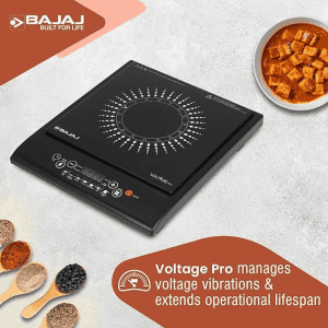 Bajaj Splendid 120TS Induction Cooktop With Tact Switch Stove | 1200 Watts | Digital Led Display  | Black & White