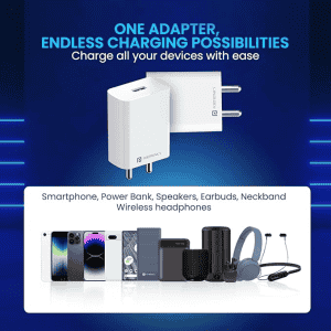 Portronics Adapto One Pro 3A Mach USB Fast Charging Adaptor | 18w | Wide Compatibility | PAdaOR 1963