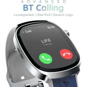Pebble | Axis 1.96  Amoled Display | Quick Notification |  AOD BT Calling Rotating Crown | Smartwatch | Jet Blue | Strap Free Size