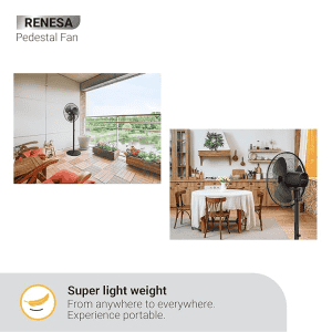 atomberg Renesa Pedestal Fan Swing | 400mm | Midnight Black | FAFG0213