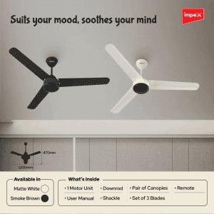 Impex BLDC Ceiling Fan ATOM 28 | 5 Star | Ceiling Fans Remote Control | Smoke Brown
