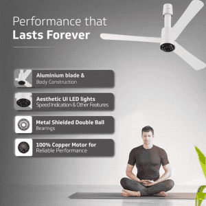 V-Guard INSIGHT-G Ceiling Fan | 1200 mm | BLDC Motor | Remote Control | Blossom White