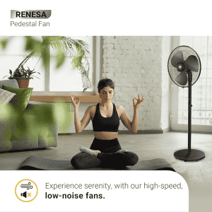 atomberg Renesa Pedestal Fan Swing | 400mm | Midnight Black | FAFG0213