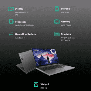 Lenovo Legion 5 Gaming Laptop | Intel Core i7 14650HX | NVIDIA RTX 4070 | 16GB | 1TB |  Luna Grey | 83DG009DIN