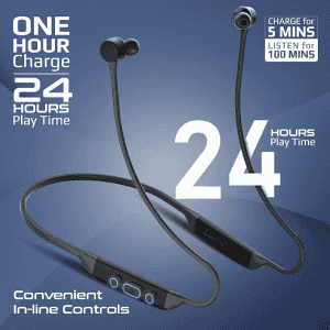 Promate Civil  Wireless Neckband Earphones |  Button Controls for Bluetooth | Hall Switch Sensor | Black