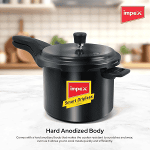 Impex HA Smart D5 Hard Anodized Dripless Aluminium Pressure Cooker | 4.5 L