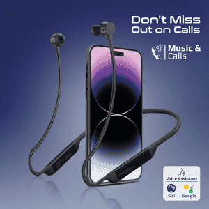 Promate Civil  Wireless Neckband Earphones |  Button Controls for Bluetooth | Hall Switch Sensor | Black