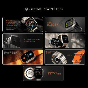 Fire-Boltt Dapper Bluetooth Calling Smartwatch | 2.15 Inch | IPS Tracking | Black Chain | BSW189