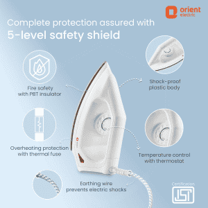Orient Electric FabriSmooth Dry Iron | 1000 W | White