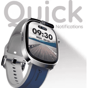 Pebble | Axis 1.96  Amoled Display | Quick Notification |  AOD BT Calling Rotating Crown | Smartwatch | Jet Blue | Strap Free Size