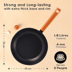 Wonderchef Caesar Forged Virgin Aluminium Fry Pan | 24 cm | Black