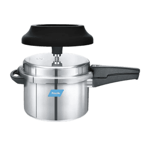 Preethi Induction Base Outer Lid Aluminium Pressure Cooker | Spill Splash Shield | 5 L