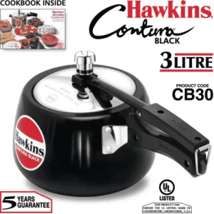 Hawkins Contura Hard Anodised Inner Lid Pressure Cooker | 3 L | Black | CB30