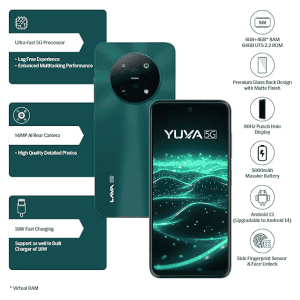 LAVA Yuva 5G  | 4 GB | 64 GB | Mystic Green