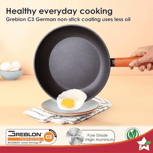 Wonderchef Caesar Forged Virgin Aluminium Fry Pan | 24 cm | Black