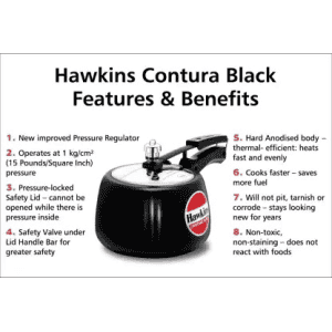 Hawkins Contura Hard Anodised Inner Lid Pressure Cooker | 3 L | Black | CB30