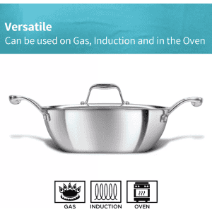 Hawkins Pro Deep-Fry Pan | Kadhai | Lid 2.5 L | Triply Induction Bottom |  Stainless Steel