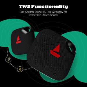 boAt Stone 190 Pro Bluetooth Speaker | 5 W | IPX6 Splash Resistance | Raging Black