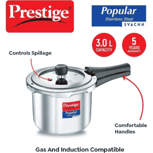 Prestige Svachh Popular Pressure Cooker | 3L | Stainless Steel | 20172