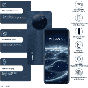LAVA Yuva 5G | 4 GB | 64 GB | Mystic Blue