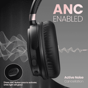 Portronics Muffs M3 Over Ear Headphones | 40 Hour Playtime | Foldable Design | Type C Fast Charging | Black