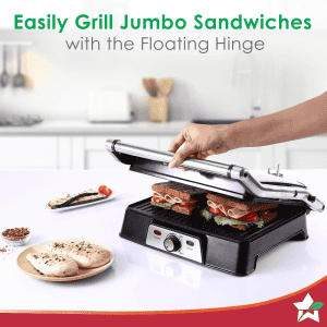Wonderchef Sanjeev Kapoor Tandoor Professional Sandwich Maker | 2000 W | 3 in 1 Appliance | Black And Silver | WC SKT