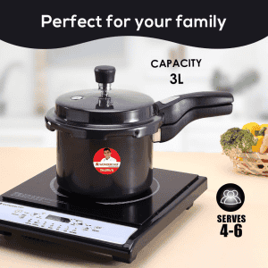 Wonderchef Taurus Hard Anodized Outer Lid Pressure cooker | 3L | Black